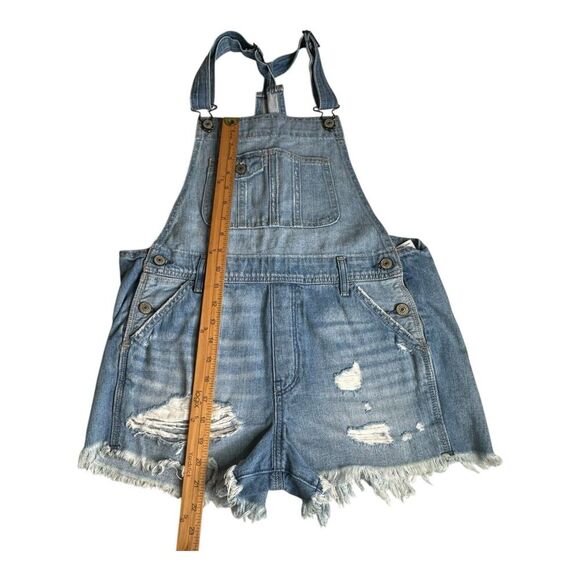 Abercrombie Fitch Jean Shortalls Overalls Distressed Raw Hem Womens Sz S - Picture 4 of 12